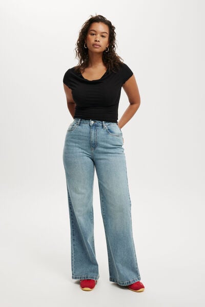 Curvy Stretch Wide Jean, STONE BLUE