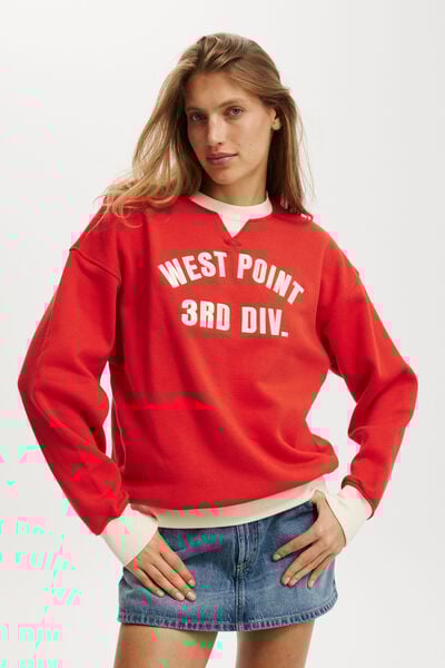 Moletom - Classic Fleece Graphic Crew Sweatshirt, WEST POINT 3RD DIV/RED POPPY