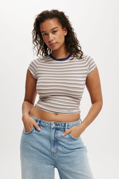 All Day Crew Tee, MINI VARIEGATED STRIPE BABYDOLL
