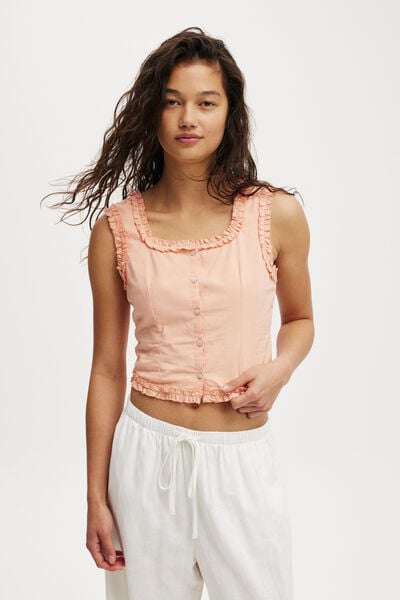 Emily Ruffle Top, FRESH MELON