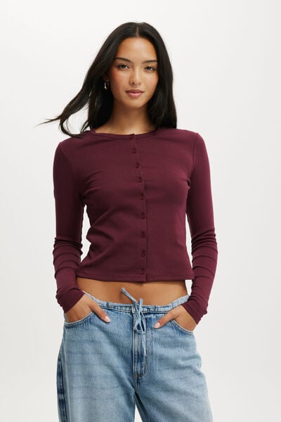 Frankie Button Down Cardi, SOUR CHERRY