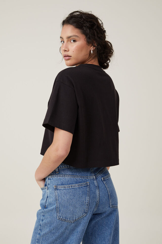 Cropped Boxy Tee, BLACK